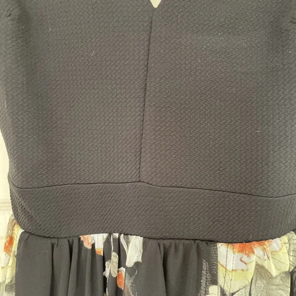 Iris Black Tank Dress Mini Maxi Sheer Size S Floral wedding guest cocktail party